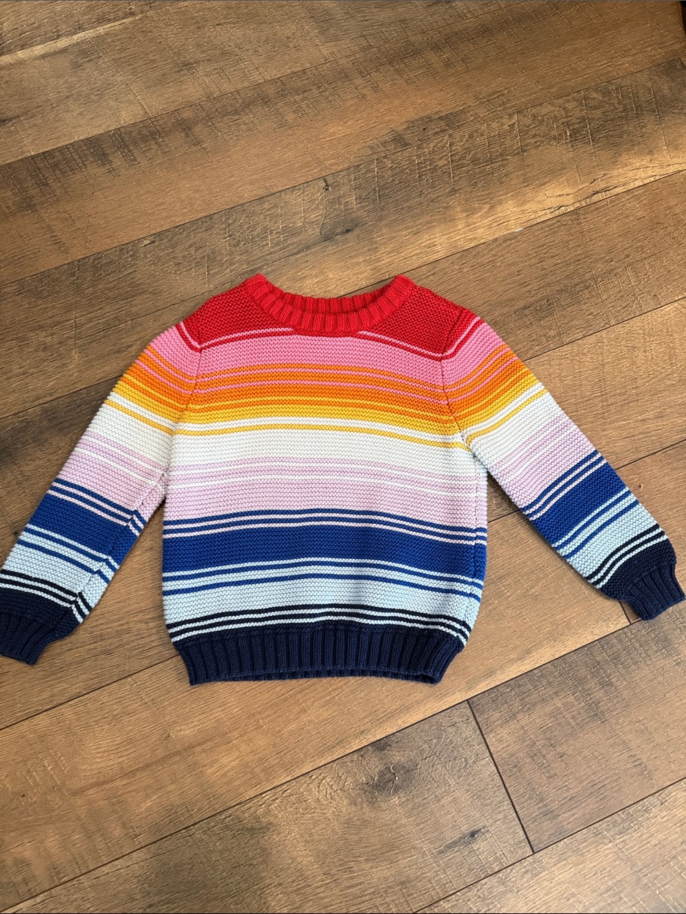 Old Navy Rainbow Striped Crewneck Sweater - Red, Pink, Yellow, White, Blue, Navy